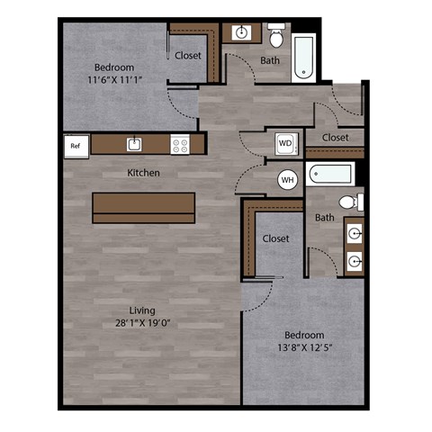 The Doppleback Floor Plan at Benson Lights Apartments in Omaha, NE